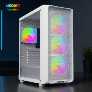 เคส atx รับการ์ดจอ300มม. รับชุดน้ำ360มม. เย็น ขาวดำ MediaZ Case Venuz 2122G White 360mm