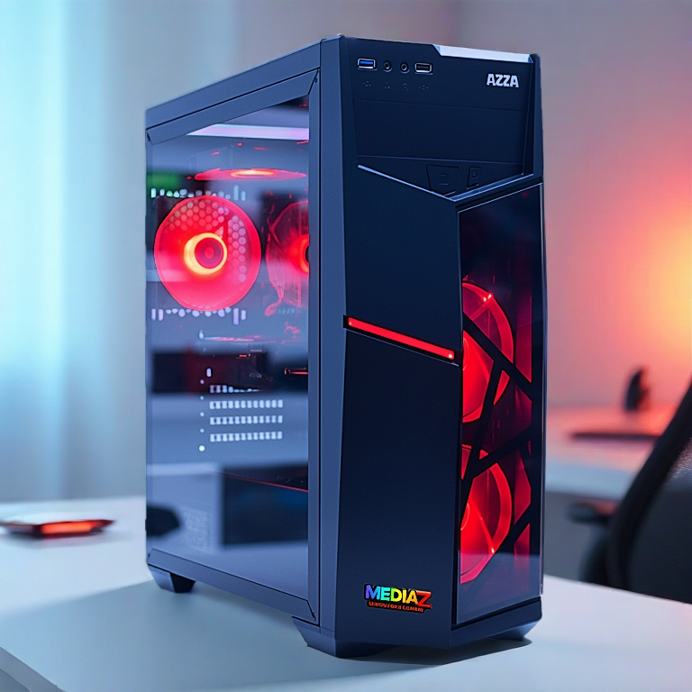 รุ่นขายดี ส่งไว เคส ATX รับการ์ดจอ 340มม ช่องdvd 5.25" กระจกนิรภัย เกมมิ่ง AZZA 221G Golem Red Case