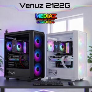 เคส atx รับชุดน้ำ3ตอน รับการ์ดจอยาว เย็น หรู สีดำ MediaZShop Case 2122G Venuz