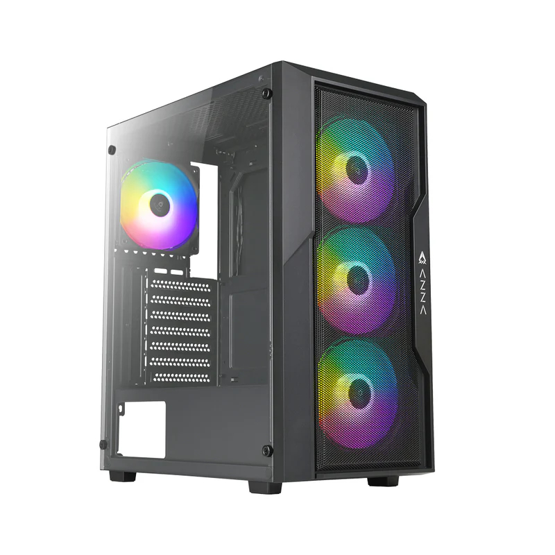 เคส ATX รับชุดน้ำ3ตอน ใหญ่เย็น ฝากระจกนิรภัย แนวเกมมิ่ง MESH MediaZShop Case AZZA FIGHTER - Image 2