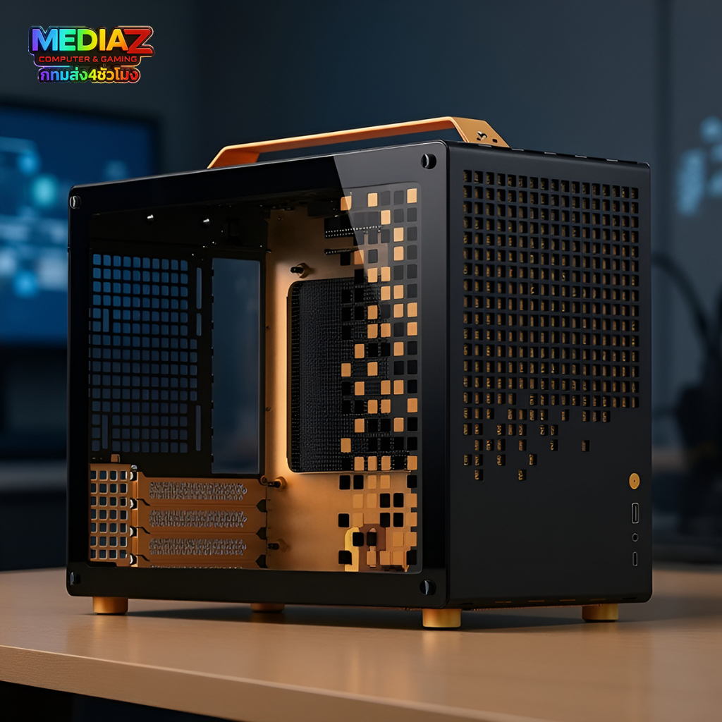 เคส mATX อลูมิเนียมอัลลอยด์ หิ้วได้ รับการ์ดยาว สีดำ ขาว ส้ม ชมพู MediaZ Case Z20 jonsbo - Image 4