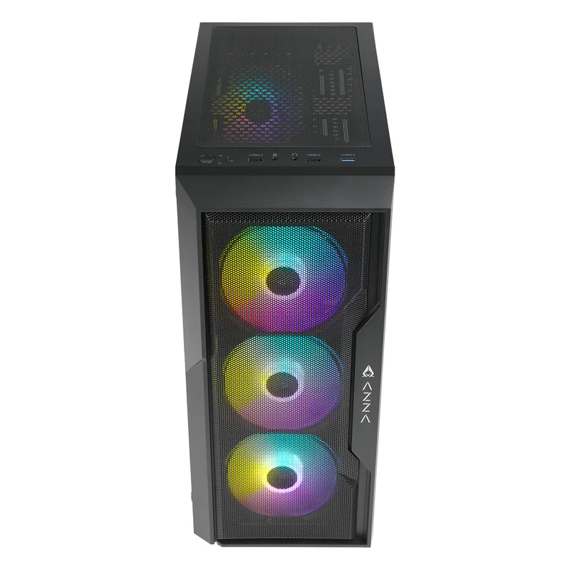 เคส ATX รับชุดน้ำ3ตอน ใหญ่เย็น ฝากระจกนิรภัย แนวเกมมิ่ง MESH MediaZShop Case AZZA FIGHTER - Image 5