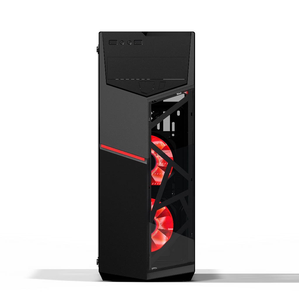 รุ่นขายดี ส่งไว เคส ATX รับการ์ดจอ 340มม ช่องdvd 5.25" กระจกนิรภัย เกมมิ่ง AZZA 221G Golem Red Case - Image 7