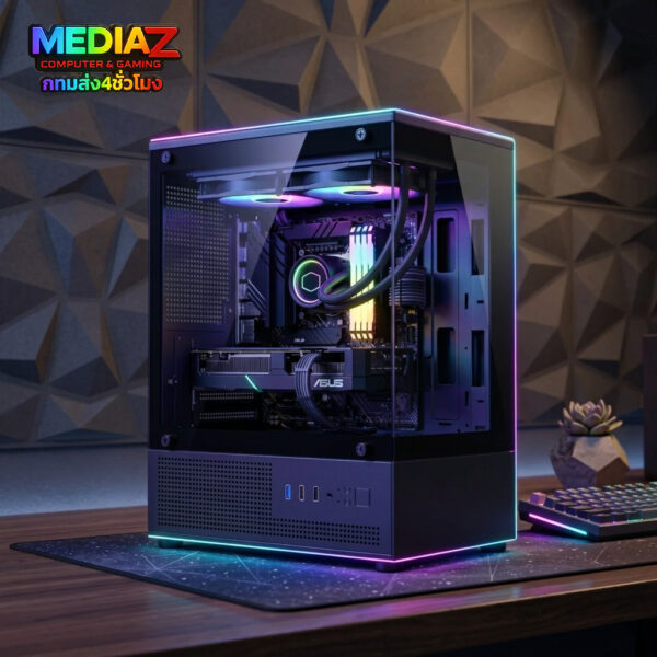 ส่งทันที เคส mATX ทรงตู้ปลา บางเล็ก กระจกนิรภัย ราคาประหยัด MediaZShop Case MicroATX Venuz 2992m